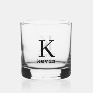 Modern personalised name monogram whiskey glass