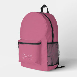 Modern Personalised Name Pink Tones Printed Backpack