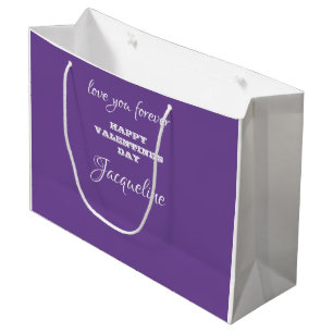 Modern Personalised Name Purple Valentine's Day Large Gift Bag