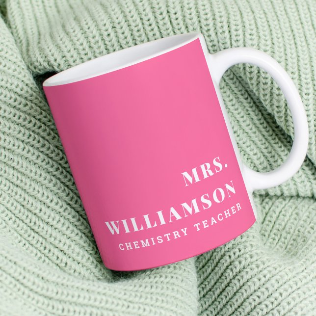 Modern Personalised Name School Teacher Subject Coffee Mug (Creator Uploaded)