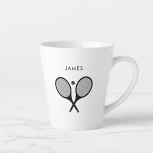 Modern Personalised Name Tennis Latte Mug