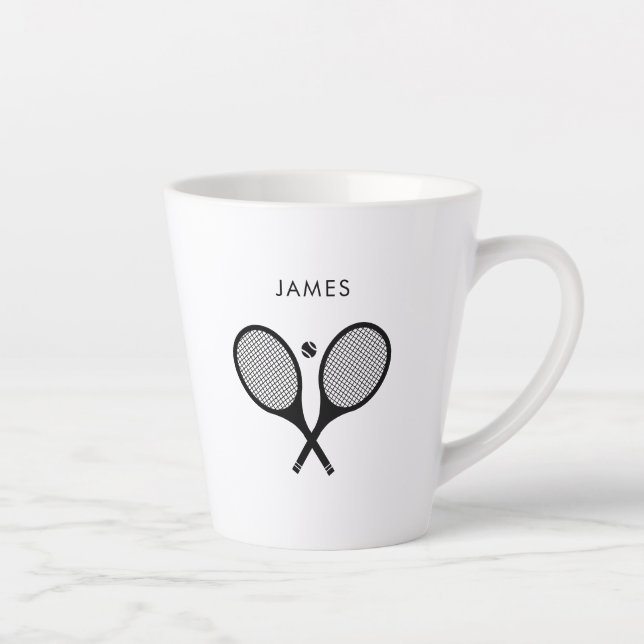 Modern Personalised Name Tennis  Latte Mug (Right)