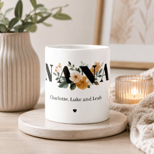 Modern Personalised Nana Floral Gift Coffee Mug