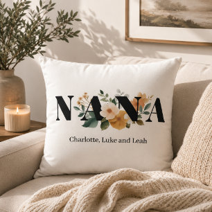 Modern Personalised Nana Floral Gift Cushion