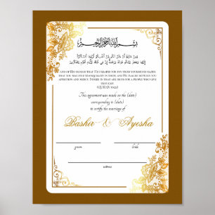 Modern Personalised Nikkah Marriage Certificate Poster