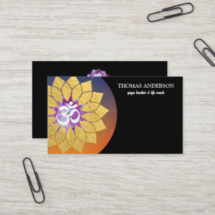 Modern Personalised OM Symbol Lotus Mandala Art Business Card
