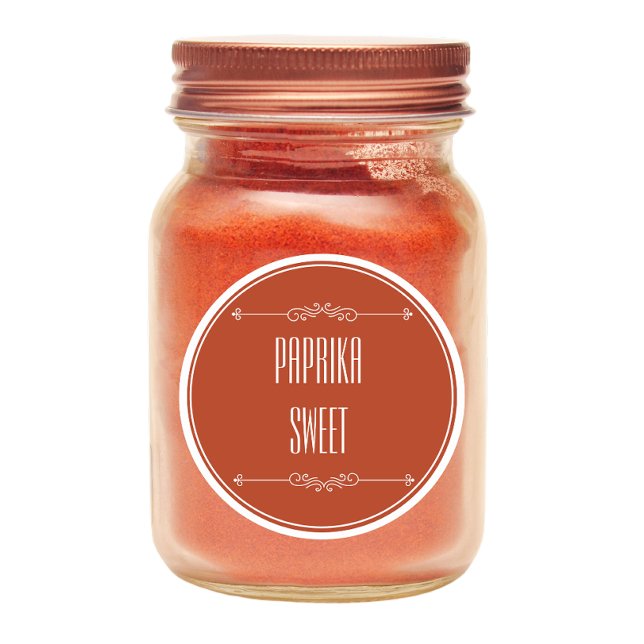 Modern Personalised Paprika Sweet Red White Text Classic Round Sticker (paprika sweet labels )