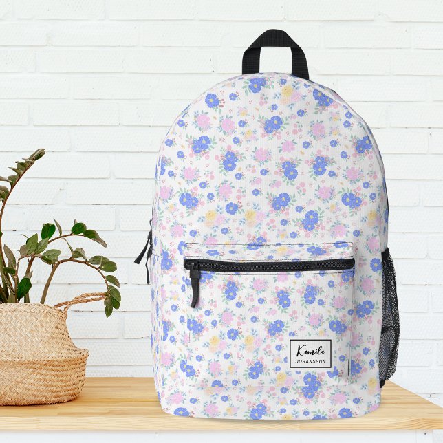 Modern Personalised Pastel Coquette Floral Pattern Printed Backpack (Creator Uploaded)