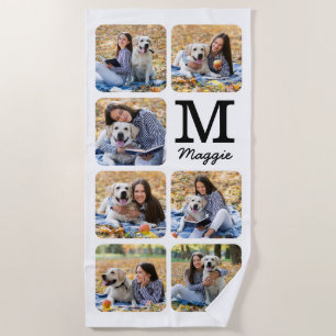 Modern Personalised Pet Photo Collage Dog Lover Beach Towel