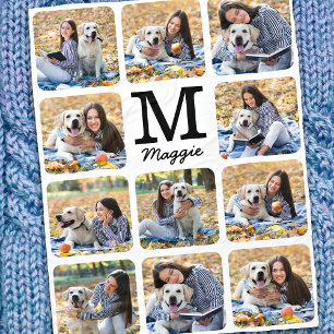 Modern Personalised Pet Photo Collage Dog Lover Fleece Blanket