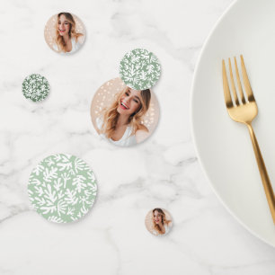 Modern Personalised Photo 16th Birthday Sage Green Confetti