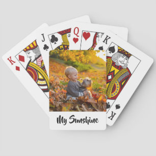 Modern personalised photo acceesory with kids playing cards