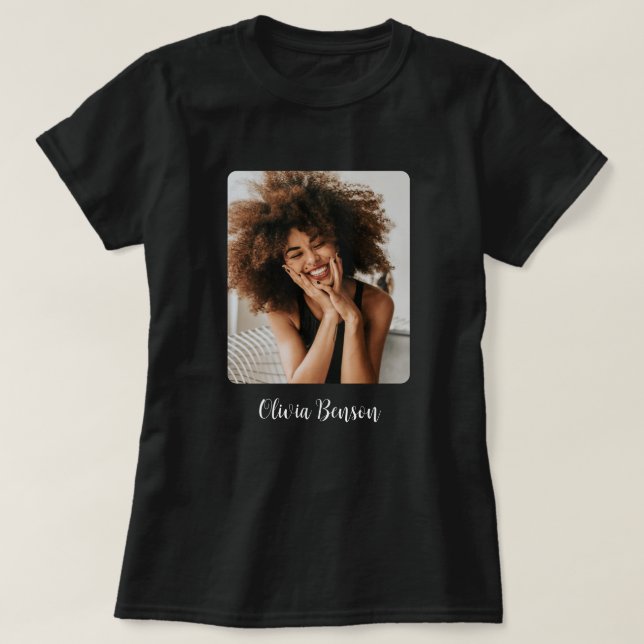 Modern Personalised Photo and Name Create your own T-Shirt (Design Front)