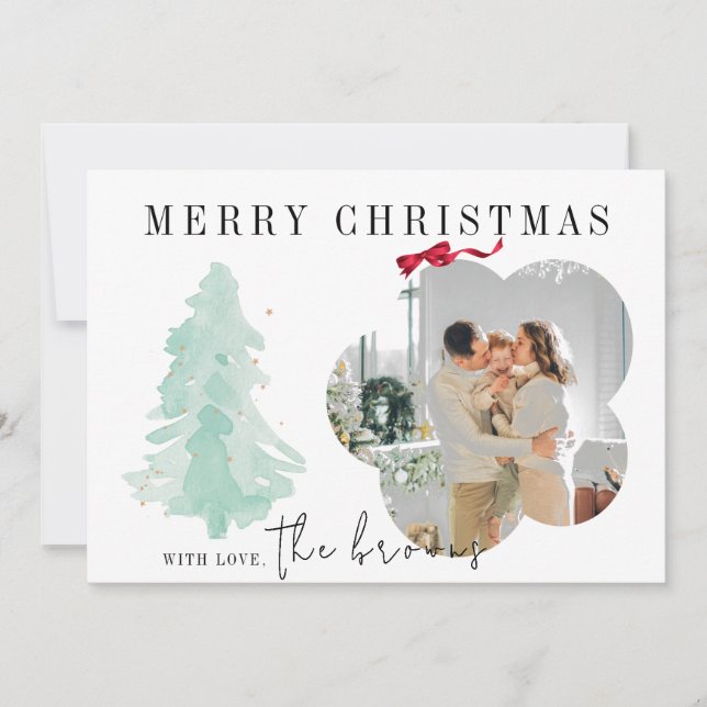 Modern Personalised photo Christmas card (Front)