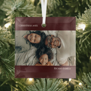 Modern Personalised Photo Christmas Glass Tree Decoration