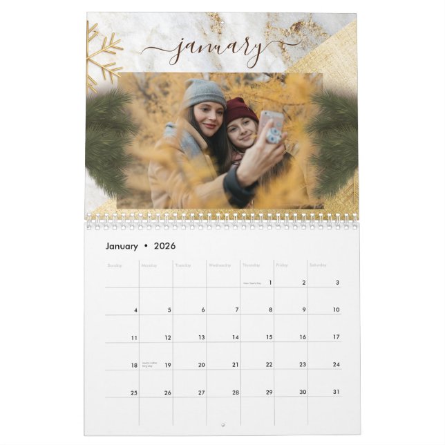 Modern Personalised Photo ,Christmas & new year Calendar (Jan 2026)
