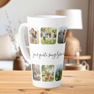 Modern Personalised Photo Collage Custom Quote Latte Mug