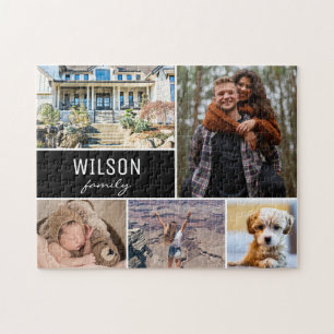 Modern Personalised Photo Collage Family Jigsaw Jigsaw Puzzle