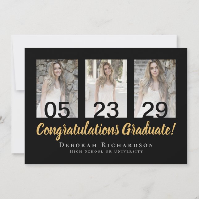 Modern Personalised Photo Collage Graduation Card (Front)