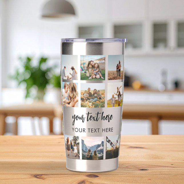 Modern Personalised Photo Collage Insulated Tumbler (Creator Uploaded)