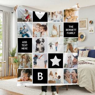 Modern Personalised Photo Collage Keepsake Fleece Blanket