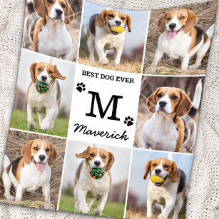 Modern Personalised Photo Collage Pet Dog Lover  Fleece Blanket