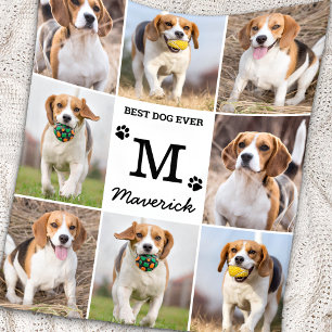 Modern Personalised Photo Collage Pet Dog Lover  Fleece Blanket