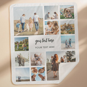 Modern Personalised Photo Collage Sherpa Blanket