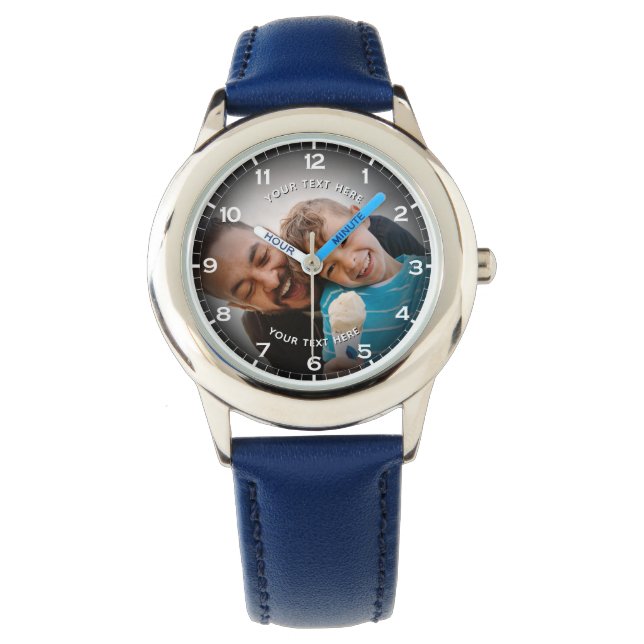 Modern Personalised Photo & Custom Text Boy's Watch (Front)