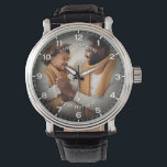 Modern Personalised Photo & Custom Text Men's Watch<br><div class="desc">Create a meaningful and stylish keepsake with this personalised watch featuring a fully customisable photo design. The watch face highlights your favourite image, surrounded by a sleek layout with clear numerals for a classic yet modern look. Perfect for celebrating special moments, the design allows you to add custom text above...</div>