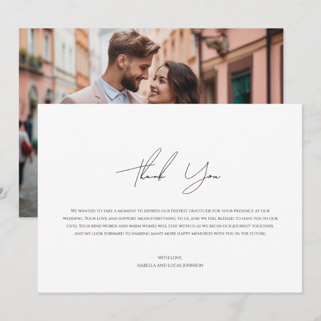 Modern Personalised Photo Flat Thank You Card (Front/Back)