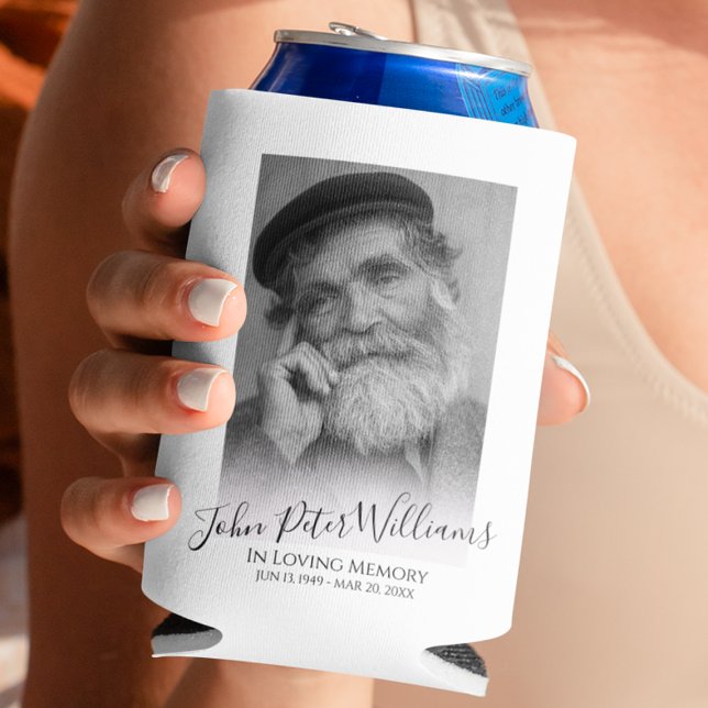 Modern Personalised Photo Memorial Can Cooler (Creator Uploaded)