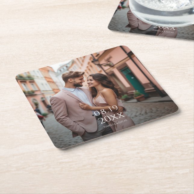 Modern Personalised Photo Paper Coaster (Angled)