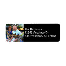 Modern Personalised Photo Return Address on Black