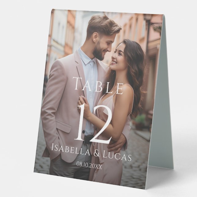 Modern Personalised Photo Table Number (Front)