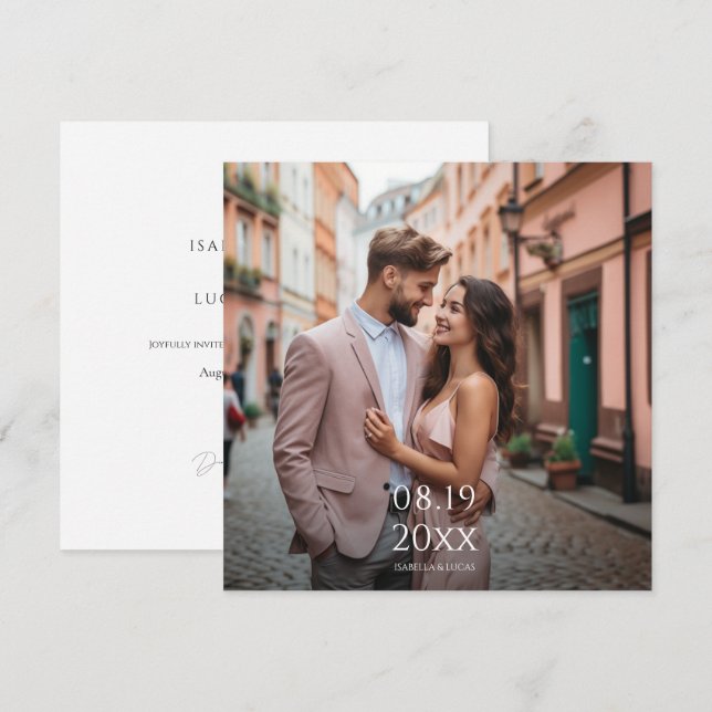 Modern Personalised Photo Wedding Invitation (Front/Back)