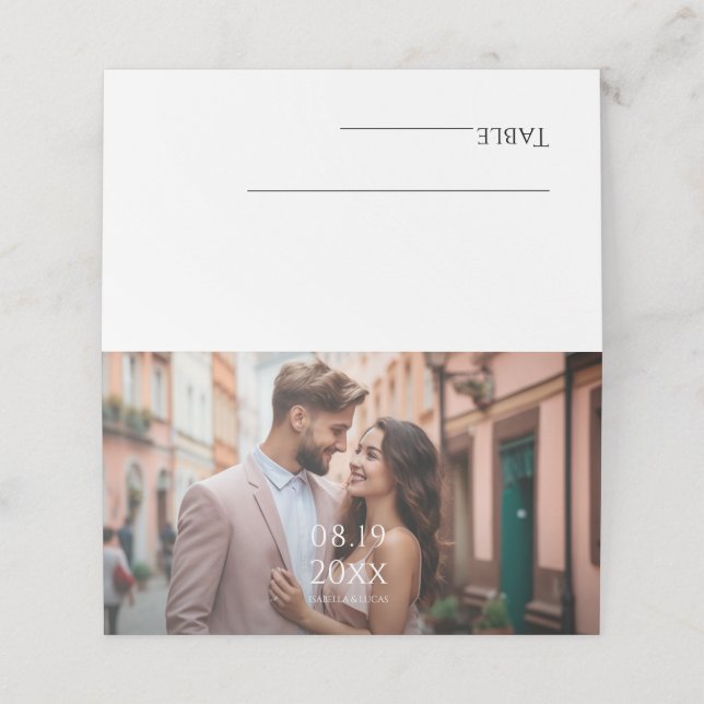 Modern Personalised Photo Wedding  Place Card (Outside Unfolded)