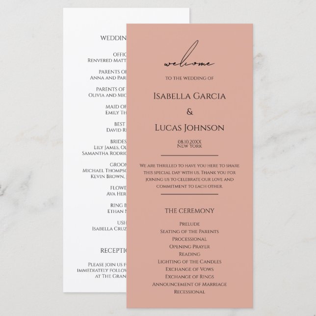 Modern Personalised Photo Wedding Program (Front/Back)