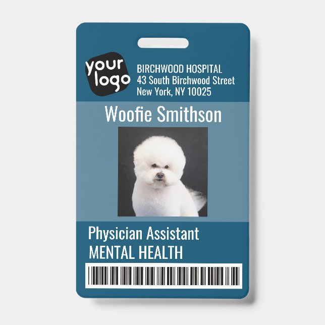    Modern Personalised Physician Assistant ID Card Badge (Front)