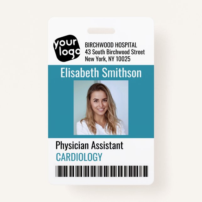    Modern Personalised Physician Assistant ID Card ID Badge (Front)