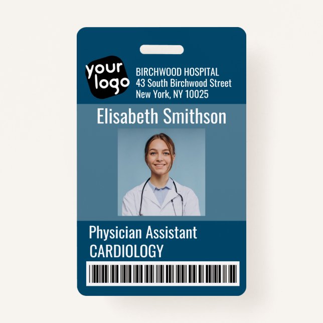    Modern Personalised Physician Assistant ID Card ID Badge (Front)