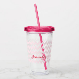 Modern Personalised Pink Pattern Elegant Monogram Acrylic Tumbler