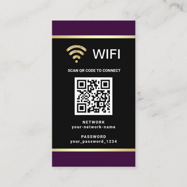 Modern Personalised QR Code Wifi Network Password Business Card (Front)