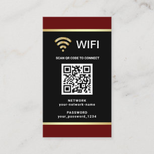 Modern Personalised QR Code Wifi Network Password Business Card