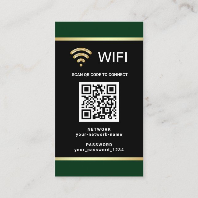 Modern Personalised QR Code Wifi Network Password Business Card (Front)