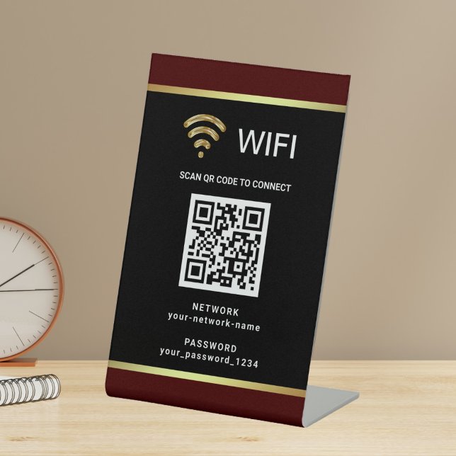 Modern Personalised QR Code Wifi Network Password Pedestal Sign (Creator Uploaded)