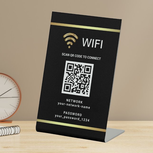 Modern Personalised QR Code Wifi Network Password Pedestal Sign (Creator Uploaded)
