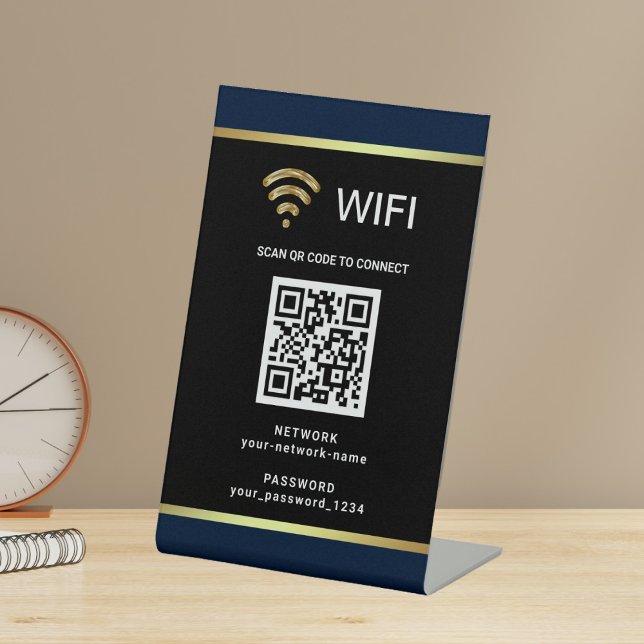 Modern Personalised QR Code Wifi Network Password Pedestal Sign (Creator Uploaded)