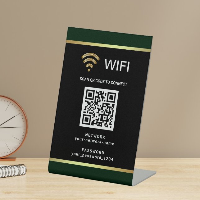 Modern Personalised QR Code Wifi Network Password Pedestal Sign (Creator Uploaded)