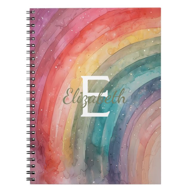 Modern Personalised Rainbow Photo Notebook (Front)